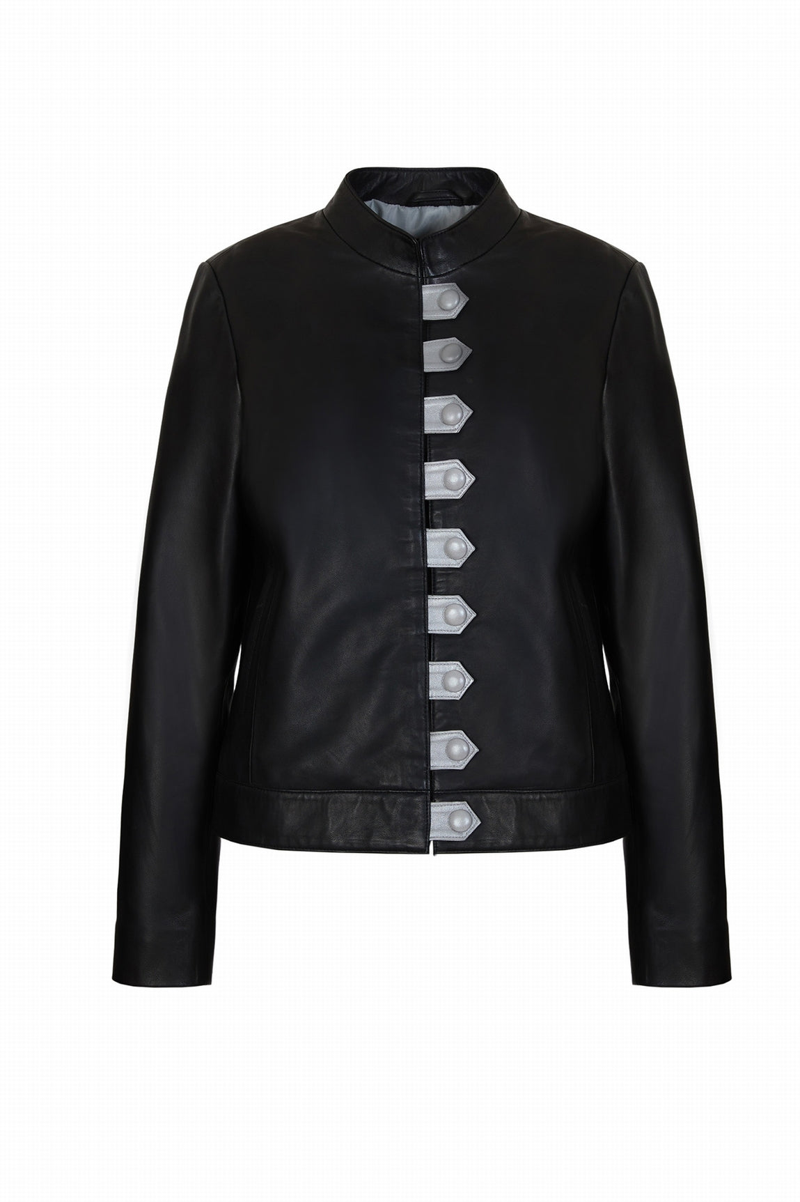 BLOUSON CUIR PATTE GEOMETRIQUE BRIMA