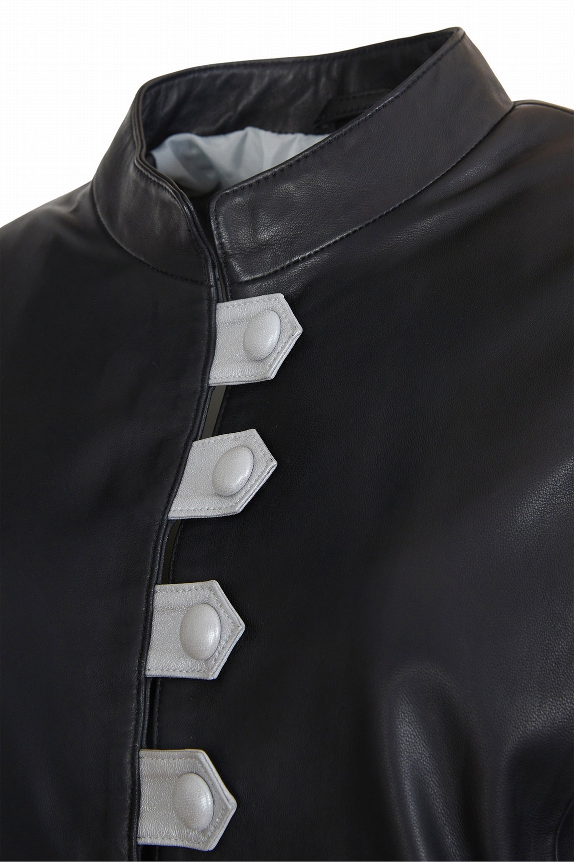 BLOUSON CUIR PATTE GEOMETRIQUE BRIMA
