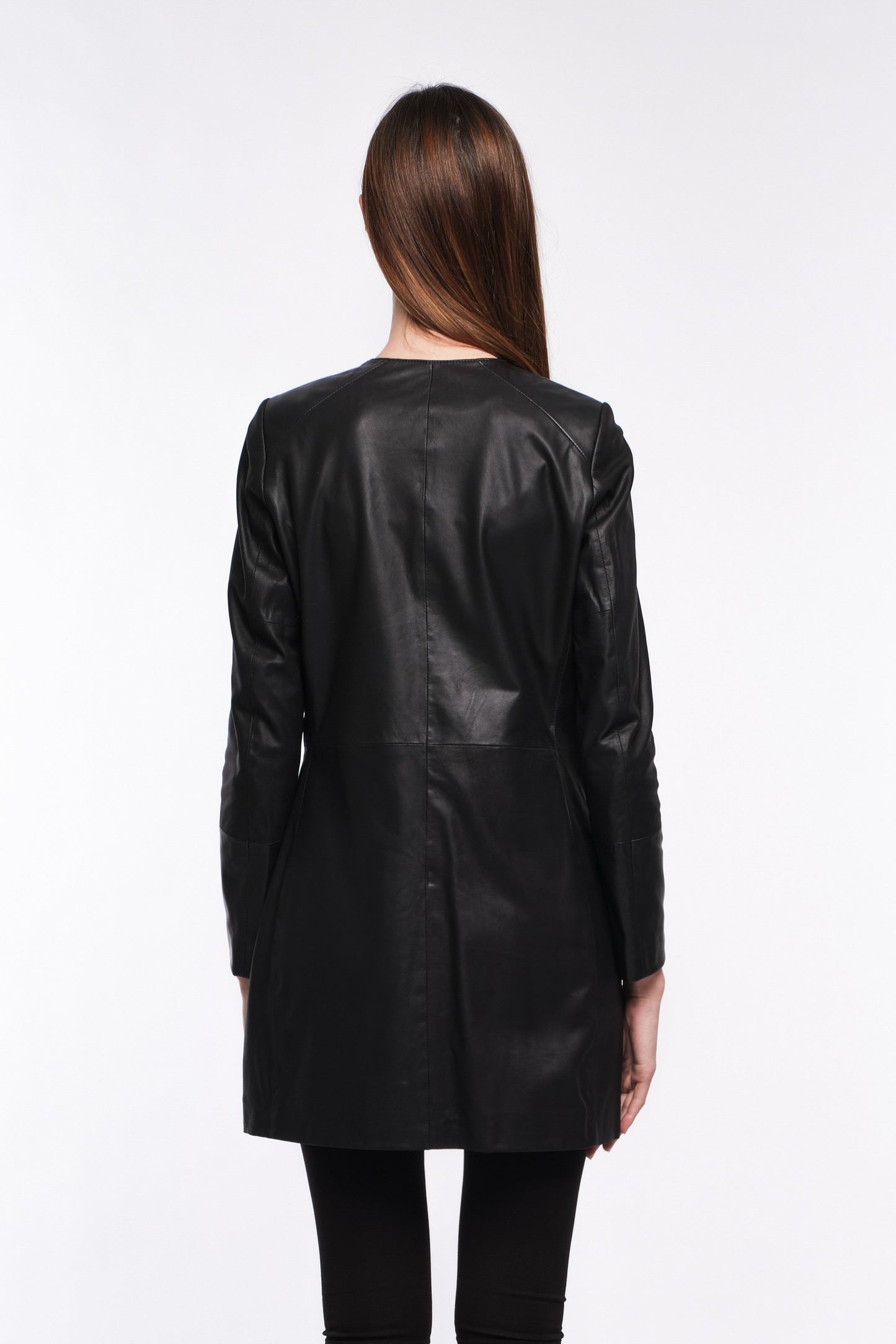Veste femme 3/4 chèvre IOLANDA PLUM de chez Giorgio & Mario de dos