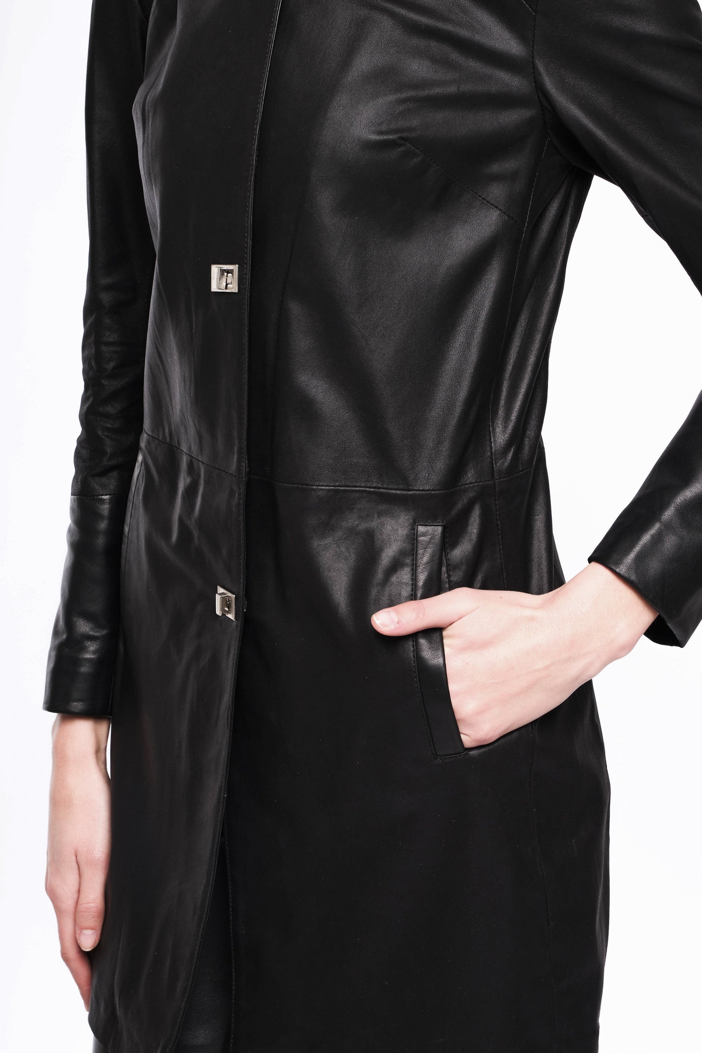 Veste femme 3/4 chèvre IOLANDA PLUM de chez Giorgio & Mario focus produit