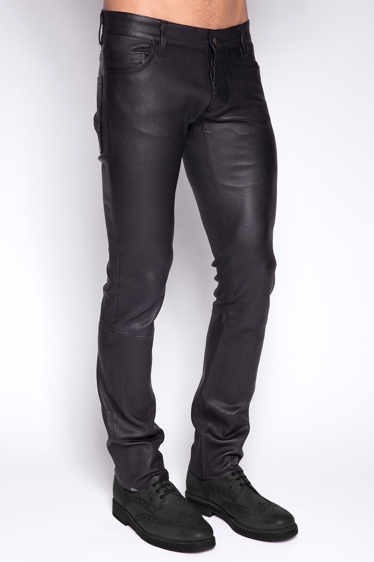 pantalon pour homme en cuir noir de luxe