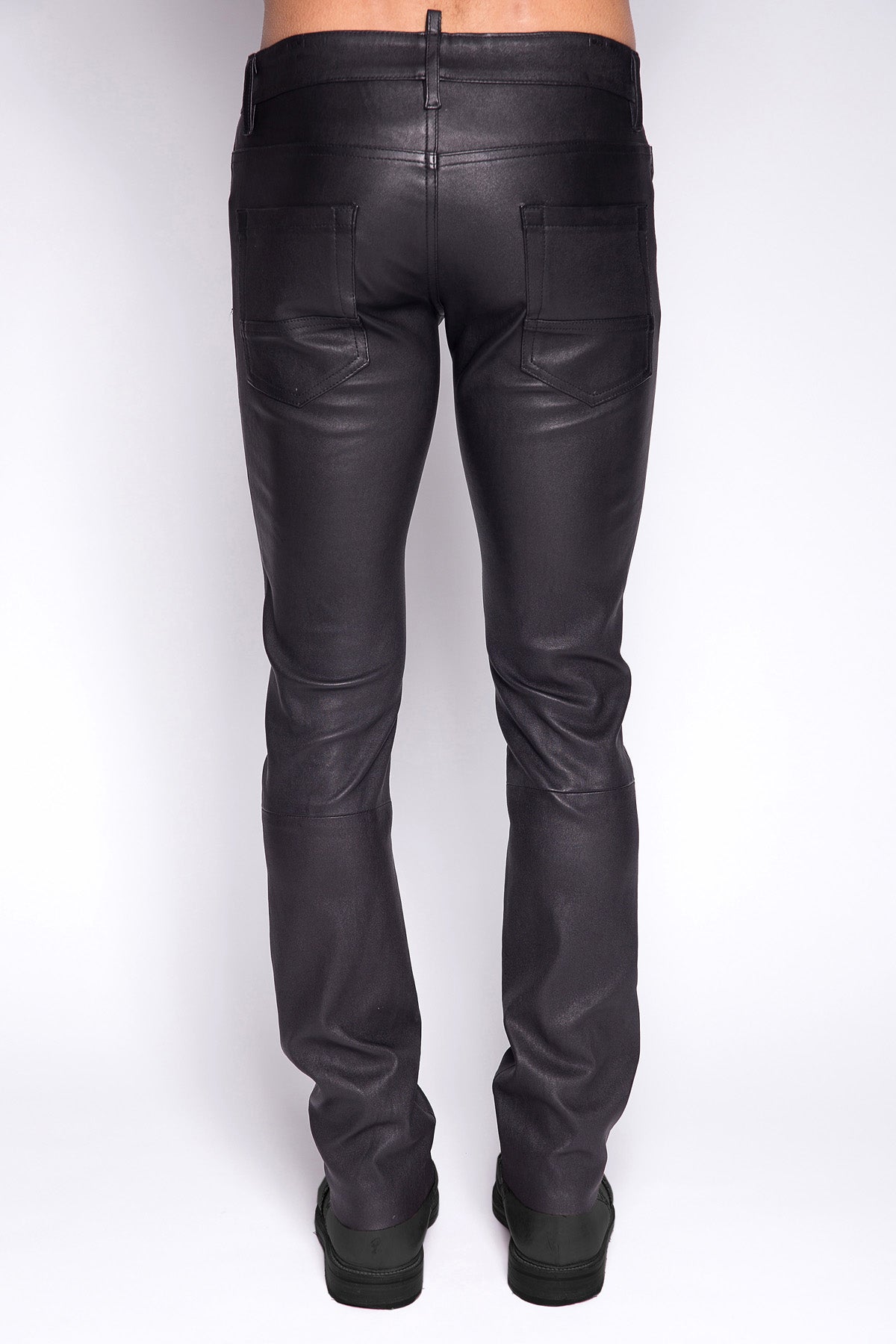 pantalon en cuir noir vue de dos pour homme giorgio & mario