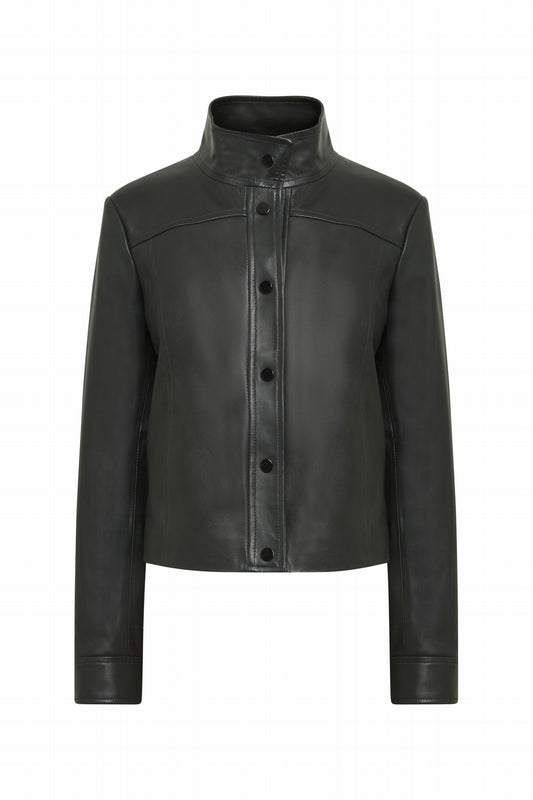BLOUSON EN CUIR COL POETE ADRIENNE WAXY