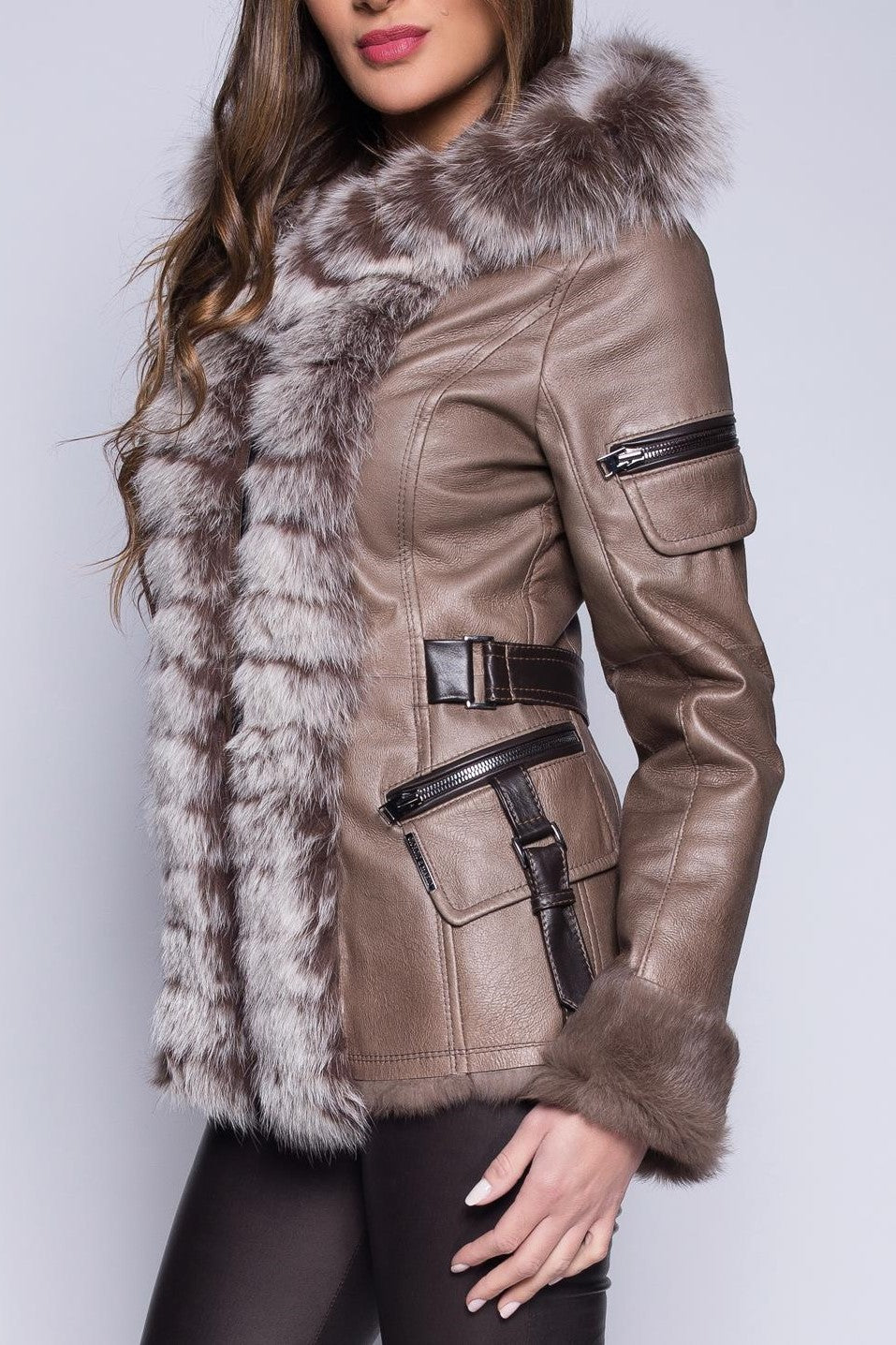 VESTE EN REX MAUDE LAP BEIGE