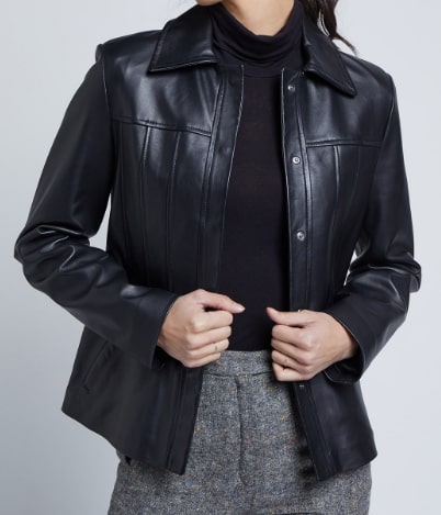 Veste femme en cuir d'agneau ZAMAIS WAXY de chez Giorgio & Mario modèle de face ouvert