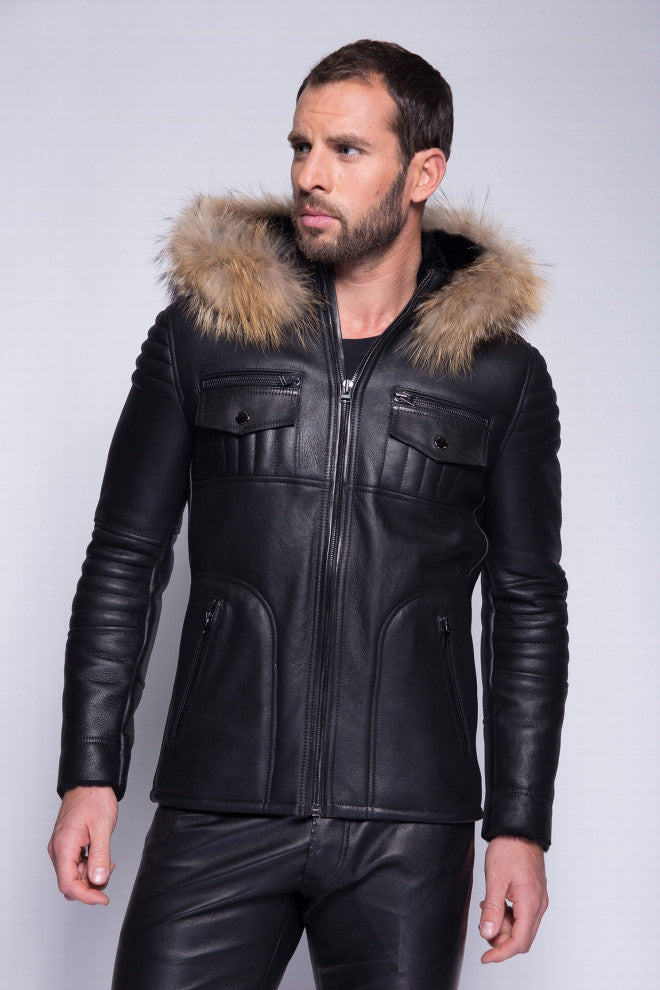 VESTE EN PEAU LAINEE +RACOON GERONIMO - OUTLET CUIR