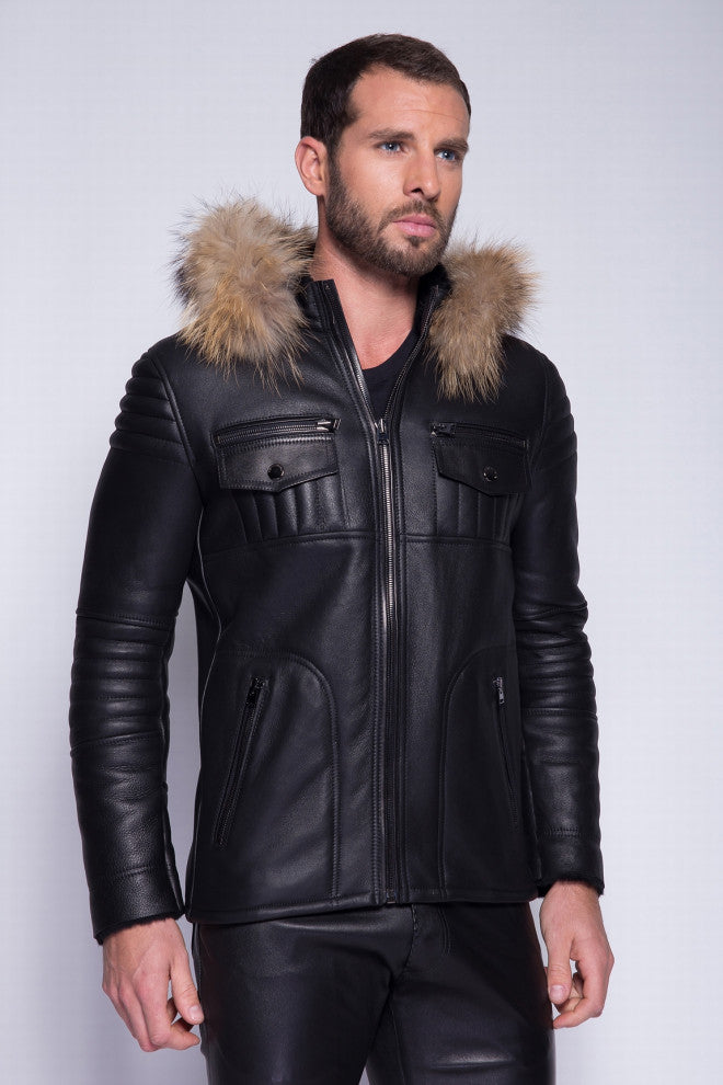 VESTE EN PEAU LAINEE +RACOON GERONIMO - OUTLET CUIR